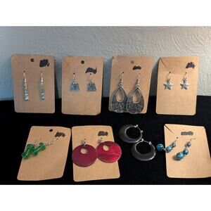 Lot of Eight Pair Silver Tone Dangle/Hoop Earrings